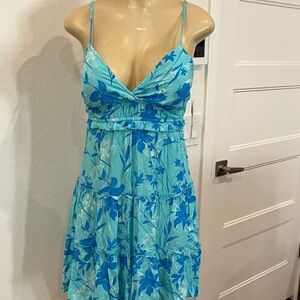 No Boundaries Aqua and Blue Floral Blouse